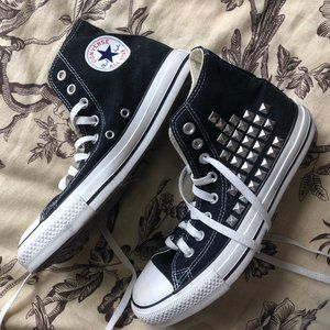 Customized Silver hand-studded Converse